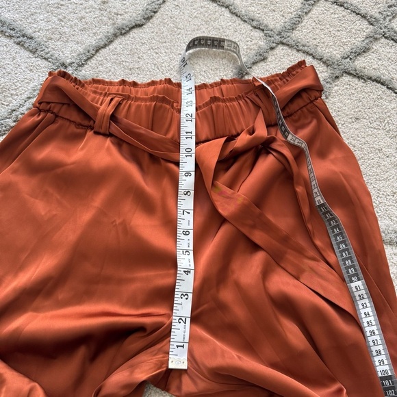 Joie Wide Leg Silky Belted Pants Cropped pull on burnt orange high rise medium - Picture 7 of 8